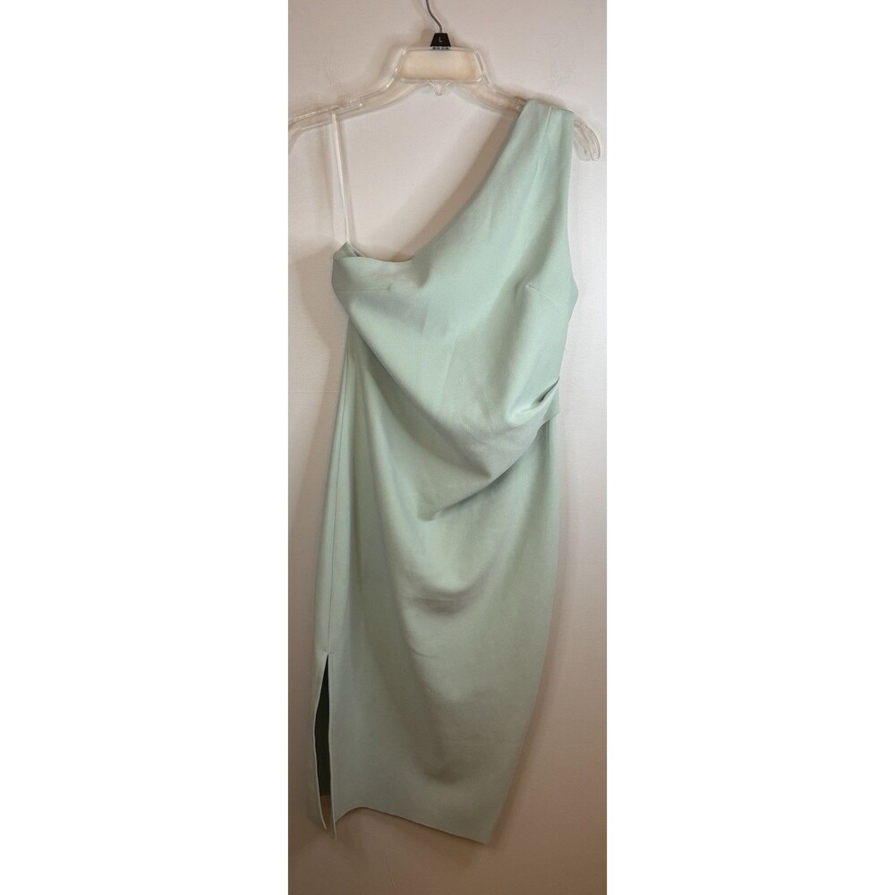 PETAL & PUP Nadene One Shoulder Body Con Dress 8 Mint Green Midi Formal Cocktail - Picture 2 of 12